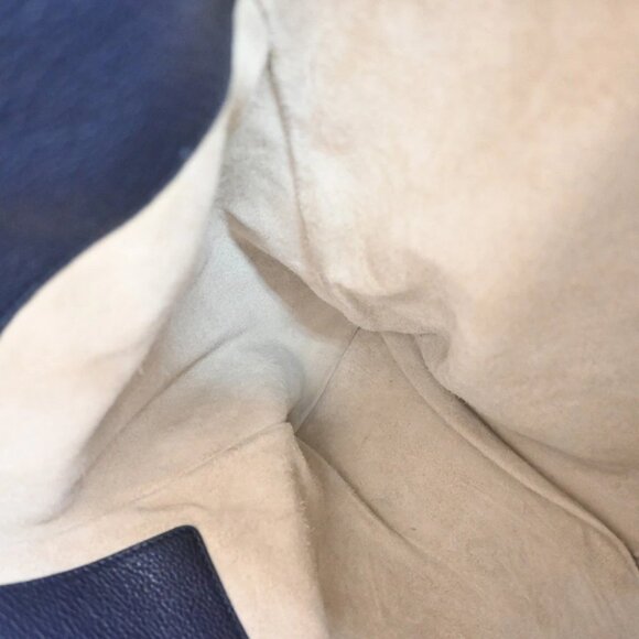 PRADA Logo Backpack Bag Vitello Daino Leather Navy Blue Silver Italy 667RF606 - Picture 10 of 15